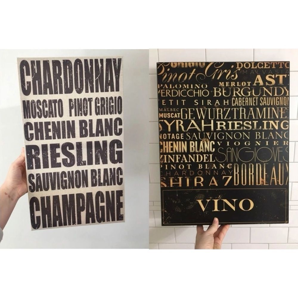 Set of 2 WineThemed Wall Art Prints – Kitchen & Bar Decor Vino Signs
